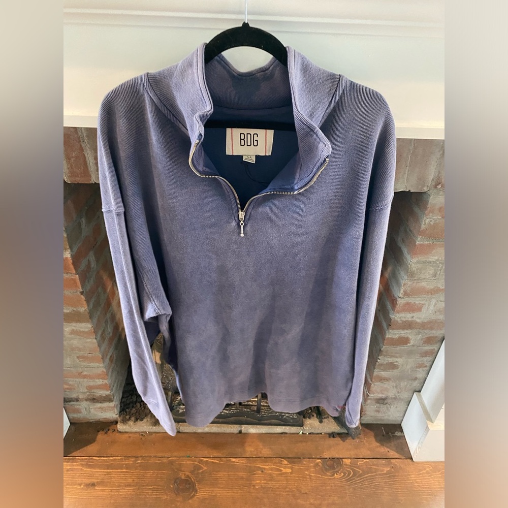 NWT Mens BDG Urban Outfitters Navy Large Quarter Zip Pullover Cozy New Athletic